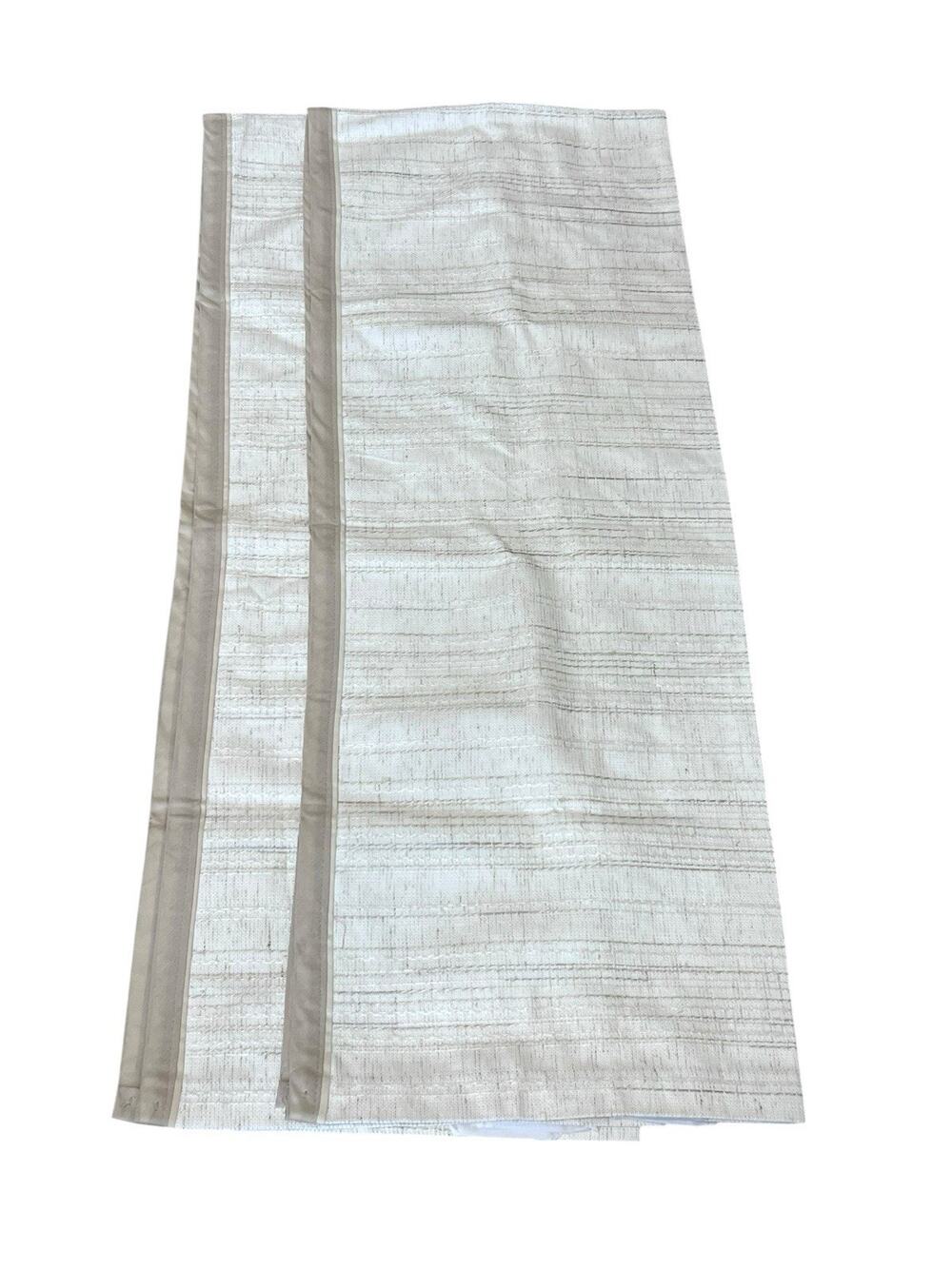 BURLINGTON HOUSE Pair Textured Weaves VALANCES Ivory Beige Natural 82" Vtg USA